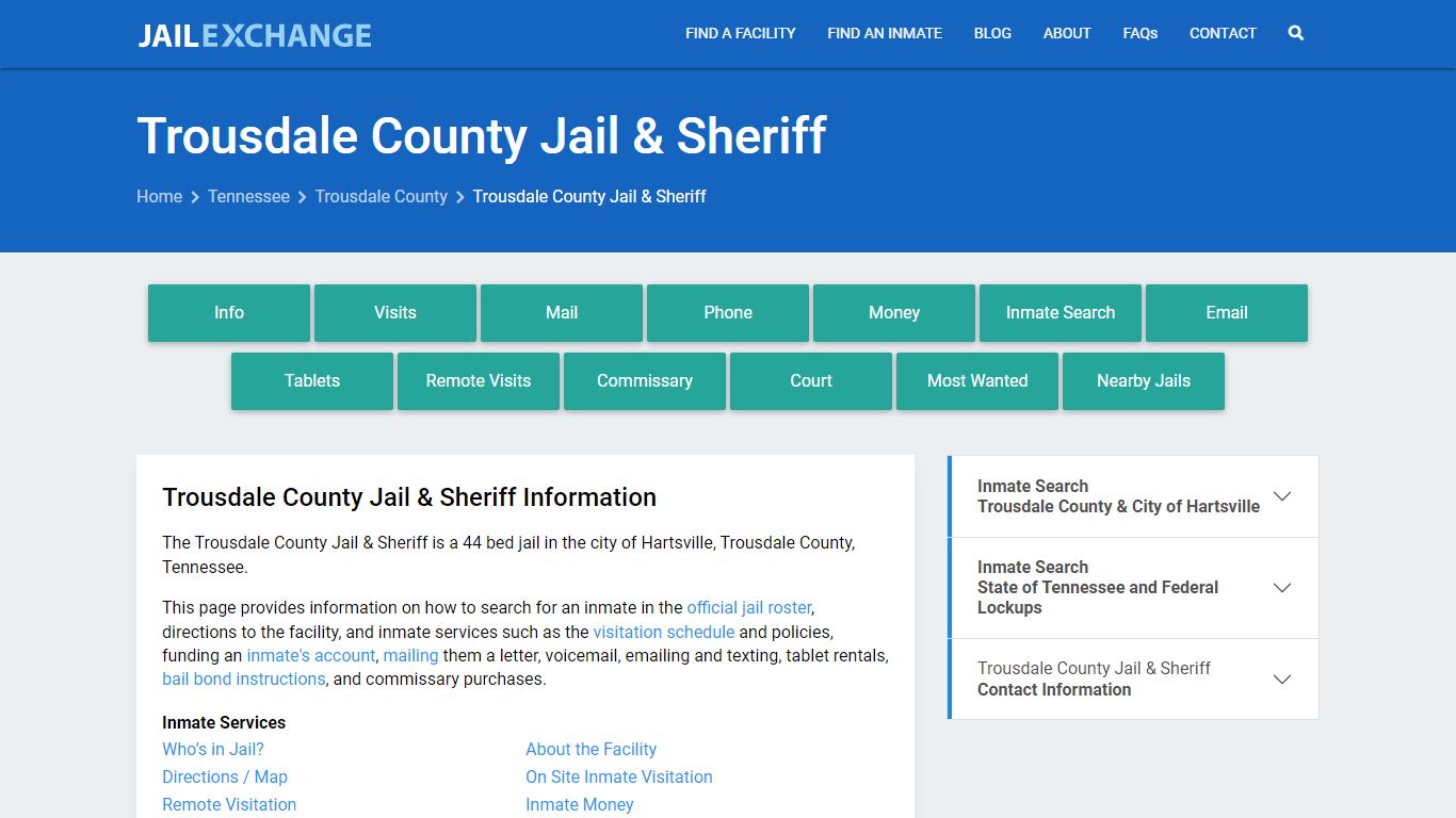 Trousdale County Jail & Sheriff, TN Inmate Search, Information